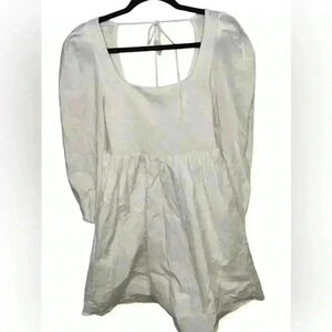 Lucy Paris Long Sleeve White Dress Square Neck  Size Small Puff Sleeves